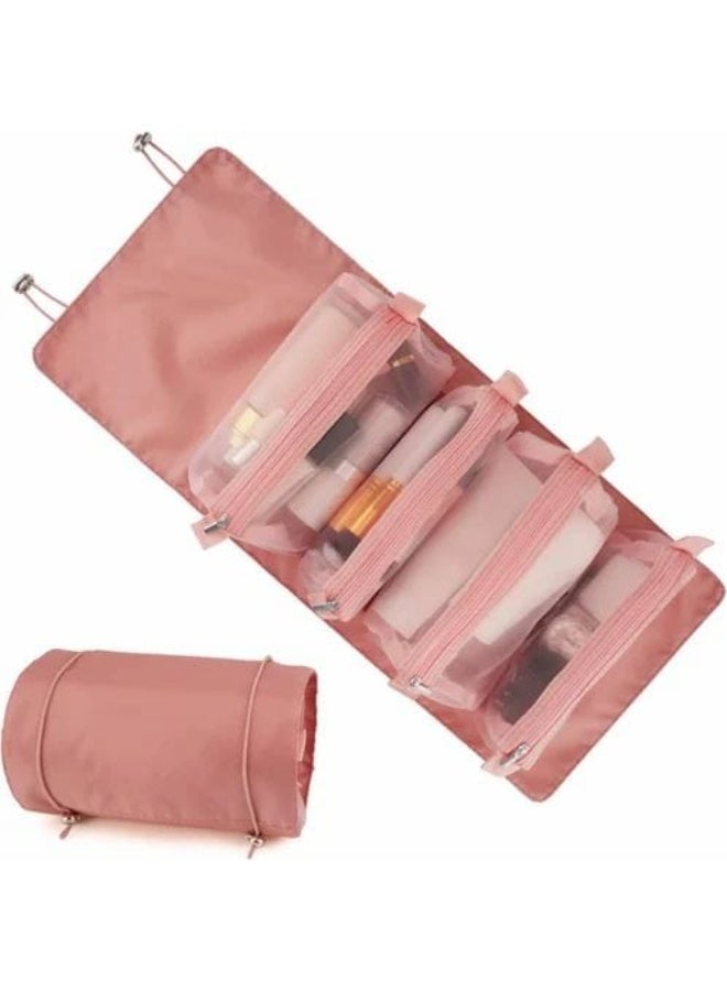 Detachable Mesh Cosmetic Bag Portable Large Capacity 4 in 1 Portable Folding Travel Cosmetic Storage Toiletry Bag - Image 1